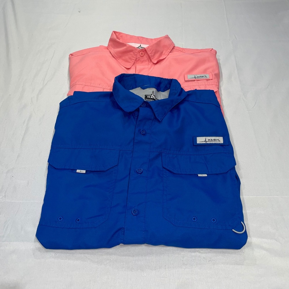 Habit Mens Fishing Shirt Bundle Mens Medium Pink Blue